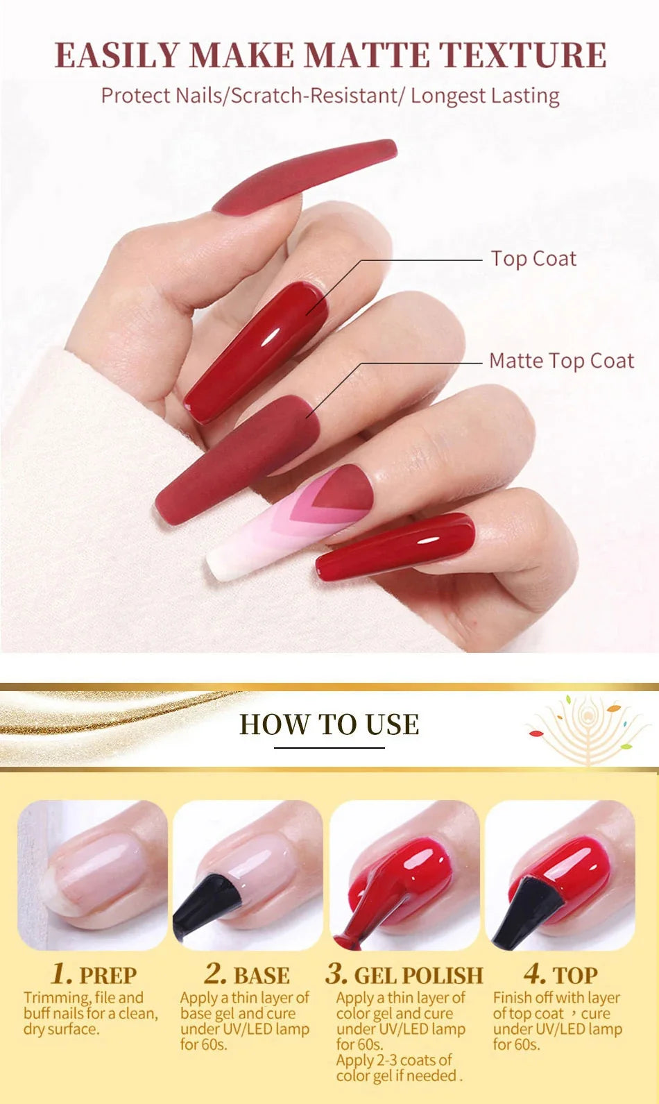 BORN PRETTY 250g Super Strong Nail Glue For False Nail Tips Press On Nails Refilled Package Base Gel Top Coat Matte Top Coat
