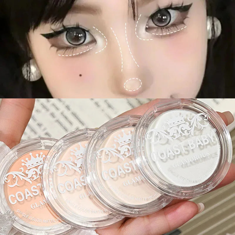 Beige White Highlighter Powder Palette Single Matte Face Brighten Contour Makeup High Gloss Eyeshadow Lying Silkworm Rouge