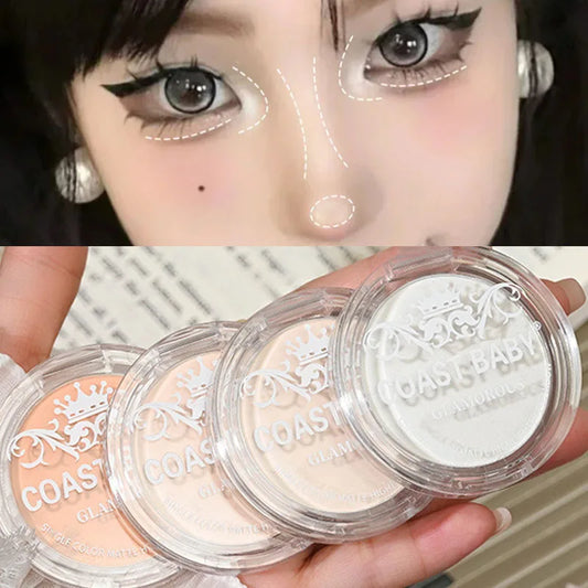 Beige White Highlighter Powder Palette Single Matte Face Brighten Contour Makeup High Gloss Eyeshadow Lying Silkworm Rouge