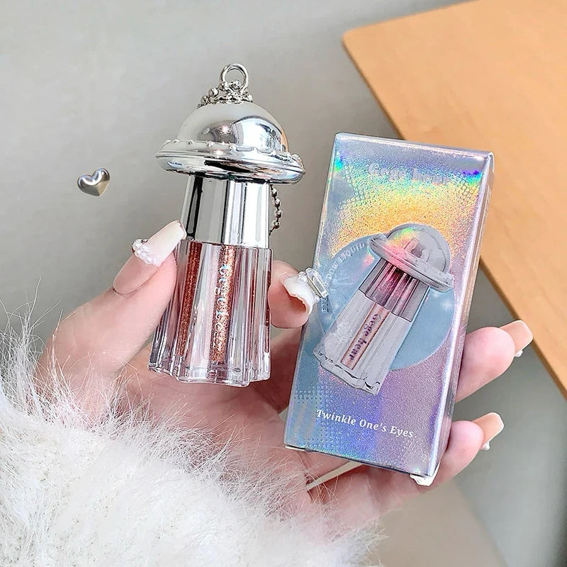 Gege Bear UFO Pendant Shiny Eyeshadow Liquid Pearlescent Fine Shimmer Brightening Anti-makeup Liquid Eyeshadow