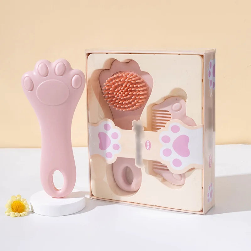 Cat Claw-Shaped Baby Hair Wash Brush Set (2 Pcs) - Soft Bristles Scalp Massage Comb, Gentle for Newborns & Kids, Smooth Hair.