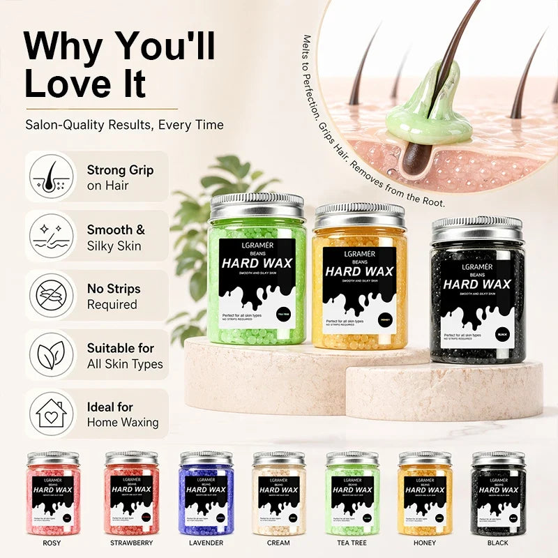 80g/380g Hard Wax Beans,Heating Hard Waxing Painless Hair Removal,Depilatory Wax Beads For Leg Armpit Full Body,Non-irritating