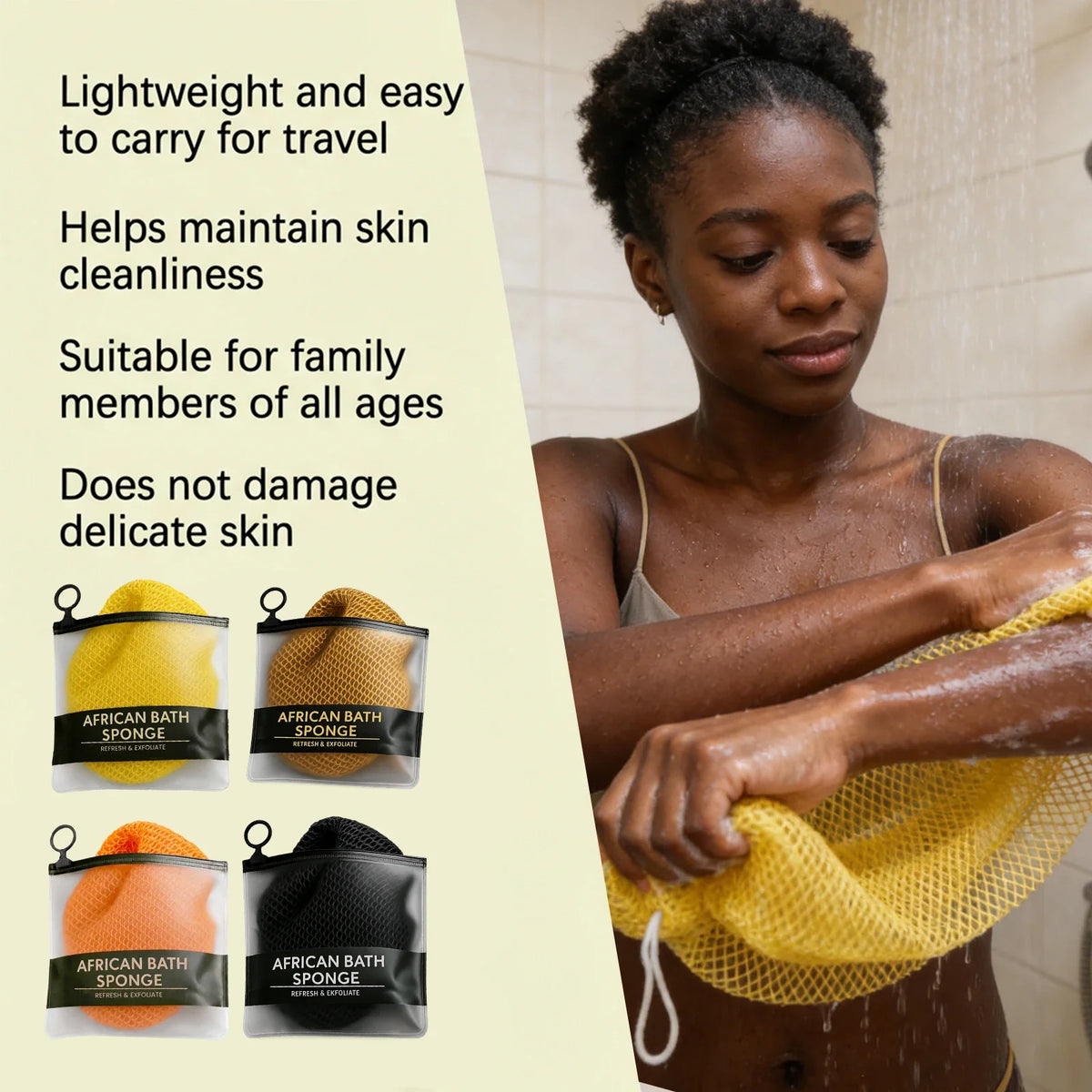 Exfoliating Bath Sponge for Shower & Bath Dirt Remover Soft Smooth Skin Cleaning Tools Avoid Damp Odor Gentle Bath Scrubber 1pc