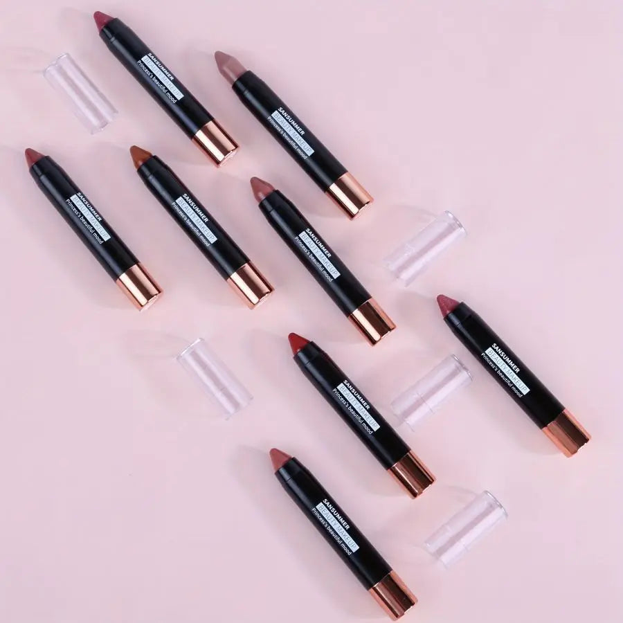 8-color matte moisturizing lipstick crayons are durable, waterproof, smooth, sun-proof, and full of effect, professional makeup.