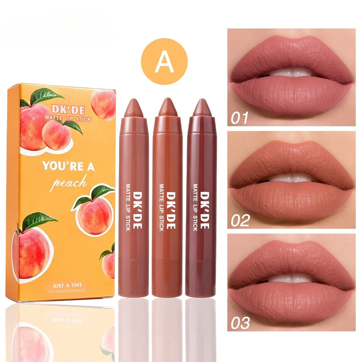 3-Color Lipstick Stick Set,Long-Lasting Color Payoff,Transfer-Proof,Suitable for All Makeup Styles