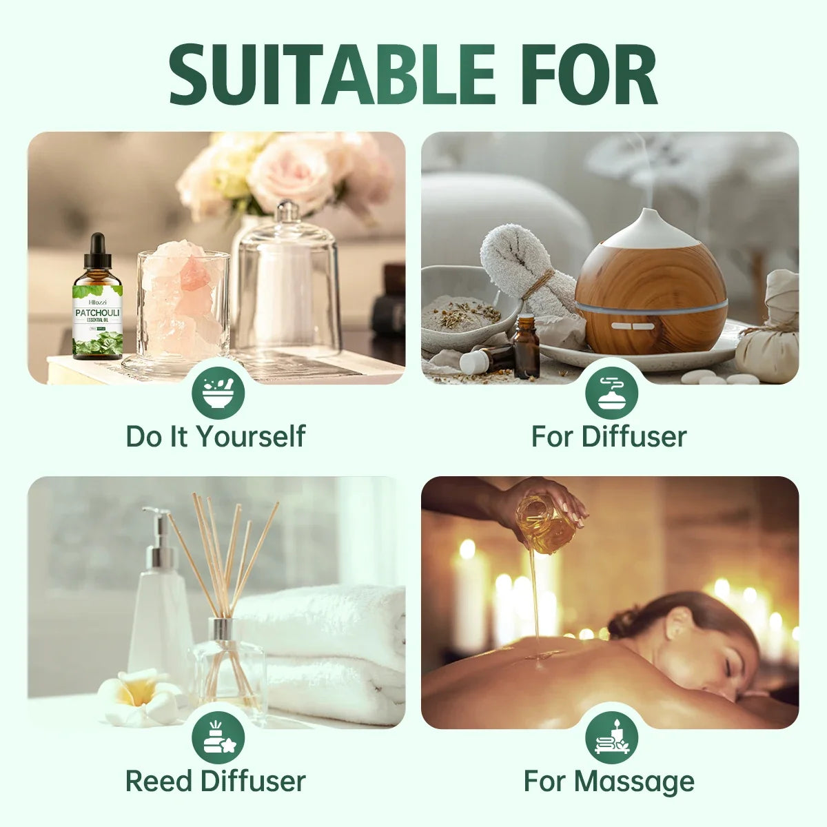100ml/60ml/30ml Patchouli Essential Oil Hydrating Moisturizing Skin Care Skin Care Body Care Fragrance Perfume Essential Oil