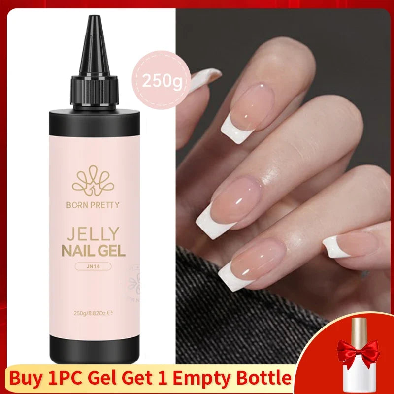 BORN PRETTY 225g Nail Extension Gel Jelly White Pink Clear Gel Nail Polish Quick Extending UV Nail Hard Gels Soak Off Gel Varnis