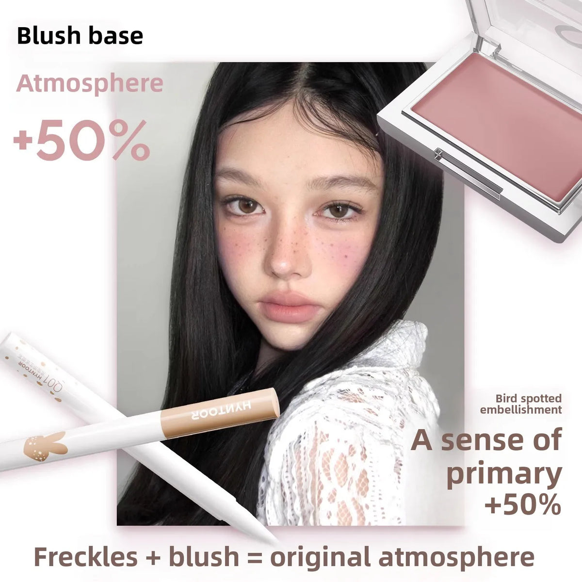 HYNTOOR Blusher Cream Shrink Expand Color Brighten Concealer Moisturize Easy To Wear Face Cheek Makeup