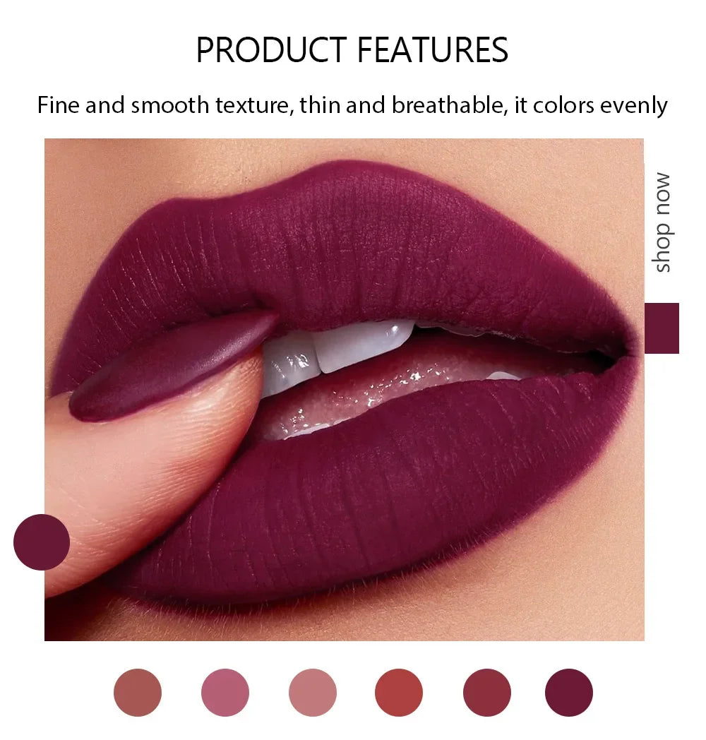 Handaiyan 6 Colors Matte Waterproof Velvet Nude Lipstick Sexy Red Brown Pigments Makeup Long Lasting Lipstick Woman