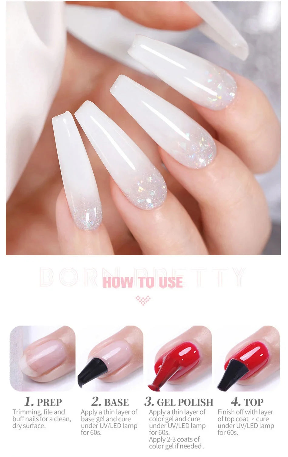 BORN PRETTY 250g Rubber Base Gel Refilled Package Jelly Milky White Nude Semi-Permanent Soak Off Self Leveling Construction Gel