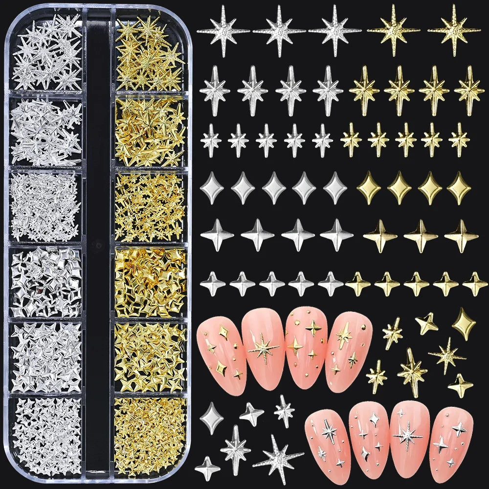 12 Grids Flatback Gold Silver Pearl Beads Nail Charms Round Caviar Ball For Nail Art Decorations 3D Nail Jewelry Rhinestones