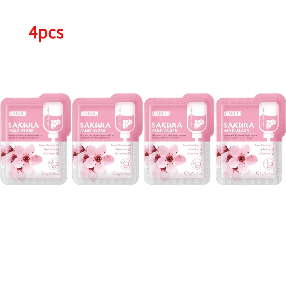 Japan Sakura Mud Face Mask Deep Cleansing Remove Blackheads Oil-Control Clay Mask Moisturizing Deep Cleansing Facial Skin Care