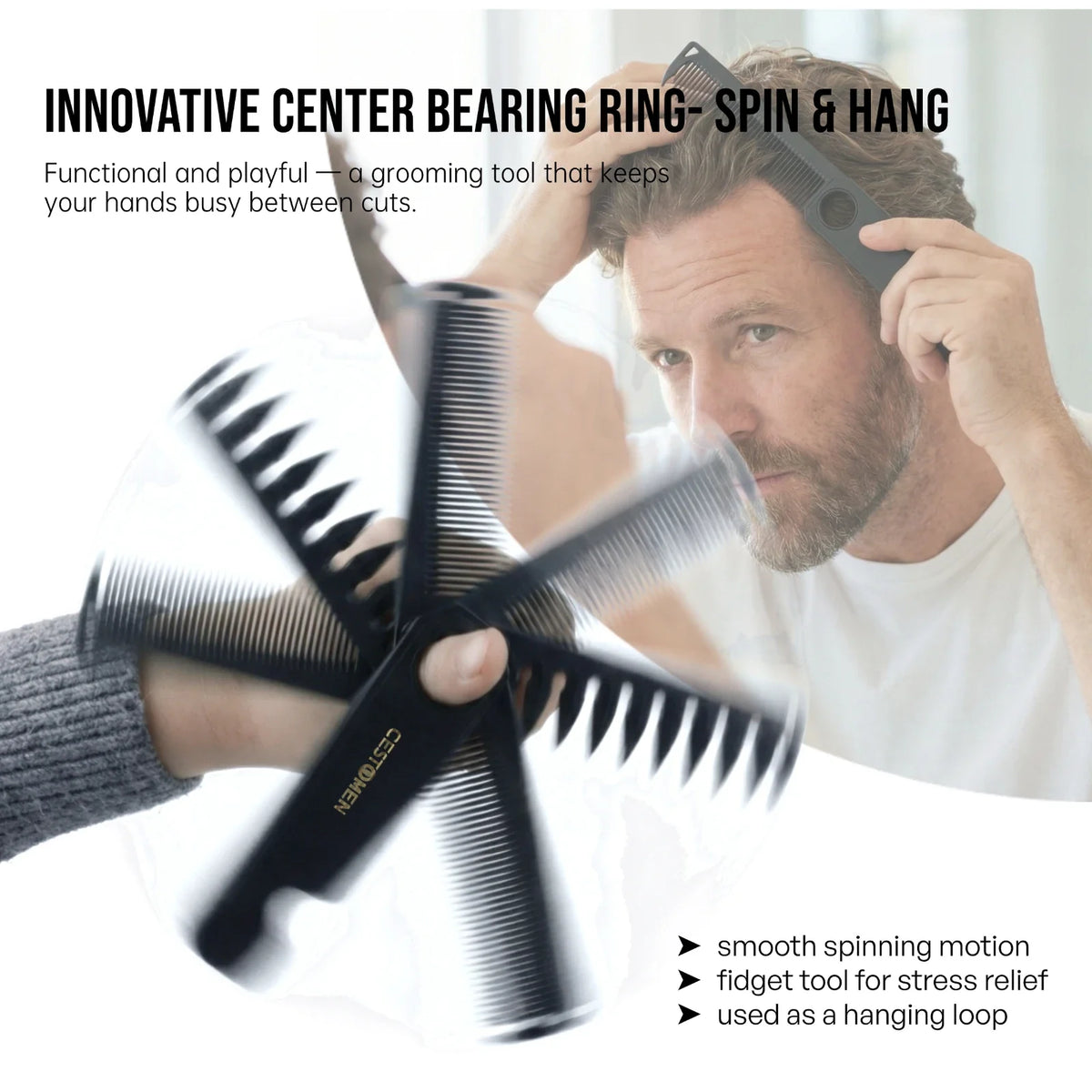 5PCS/Set Pro Barber Fine Mist Spray Bottle Spining Dual-Side Tooth Folding Haircut Comb Duster Hair Cleaning Brush Styling Tools