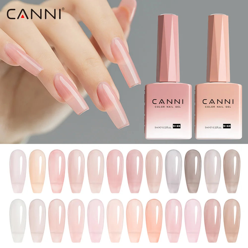 6pcs/kit CANNI Gel Nail Polish TPO FREE Nails Semi Transparent Jelly Pink Collection Soak Off UV LED Gel Diamond Top Coat Set