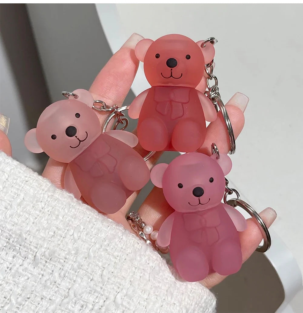 Cute Bear Velvet Lip Mud Keychain Matte Nude Red Lip Gloss Autumn Winter Non-stick Cup Lipstick Waterproof Lasting Lips Makeup