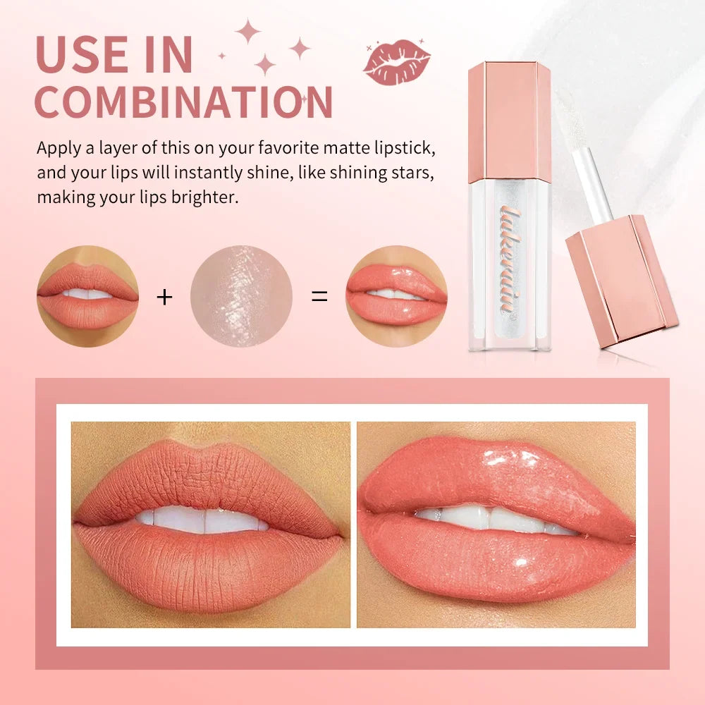 Diamonds Glitter Gloss Universal Lip Luminizer 8 Colors Lip Gloss Non-sticky Moisturizing Plumper Long Lasting Glitter Liquid