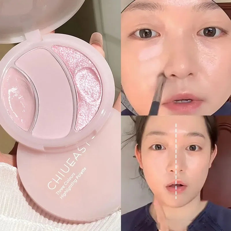 3D Matte&Shimmer Highlighter Powder Cream Water Light Pearl High Gloss Brighter Contouring Face Shading Concealer Makeup Palette