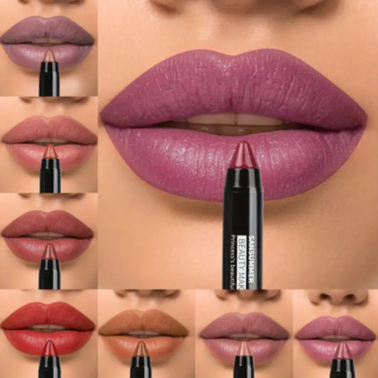 8-color matte moisturizing lipstick crayons are durable, waterproof, smooth, sun-proof, and full of effect, professional makeup.