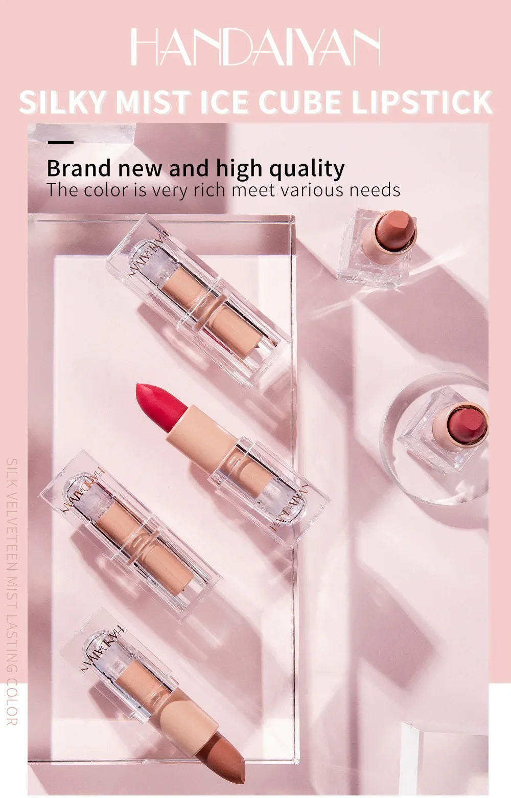 HANDAIYAN Matte Nude Lipstick Velvet Finish Long Lasting Waterproof Korean Beauty Cosmetic Makeup Gift for Women