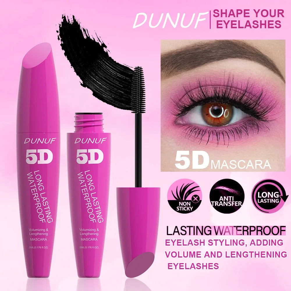 5D Mascara Waterproof Curling Lengthening Eyelash Extension Non-smudging Long-lasting Eyelashes Black Volume Mascara Cosmetics