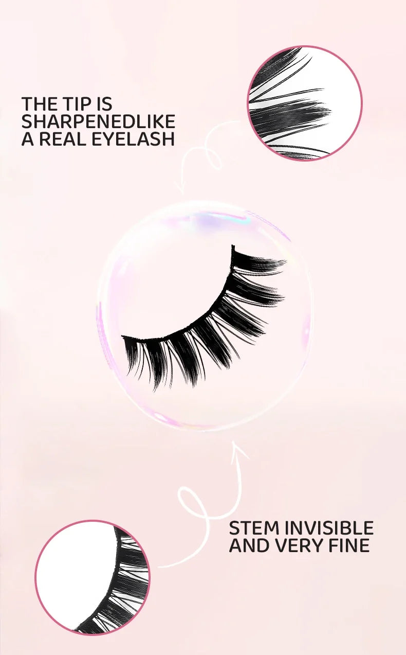 DINGSEN 5 Pairs Manga Lashes Eyes Lashes Soft Natural Long Eyelashes Fake Lashes Anime Wispy Strip False Eyelashes Makeup