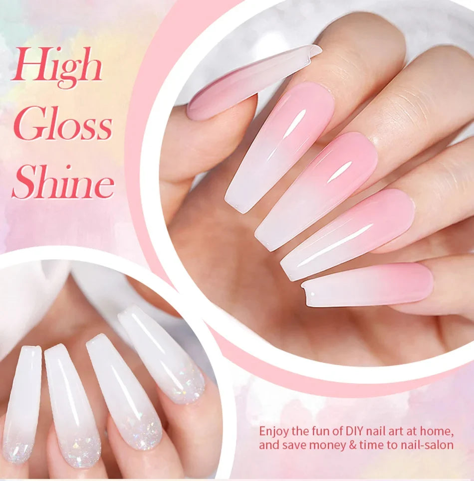 BORN PRETTY Milky Pink Rubber Base Gel Nail Polish Glitter 15ml Semi-Permanent Varnish Soak Off Self Leveling UV LED Gel