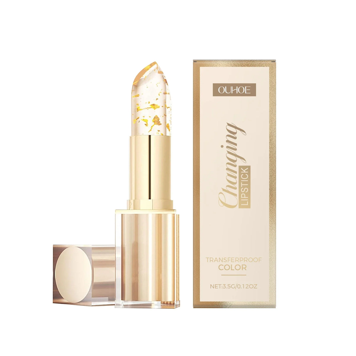 Gold Foil Color Changing Lip Balm Glossy Non-Sticky Nourishing Moisturizing Lasting Transferproof Color Changing Lipstick