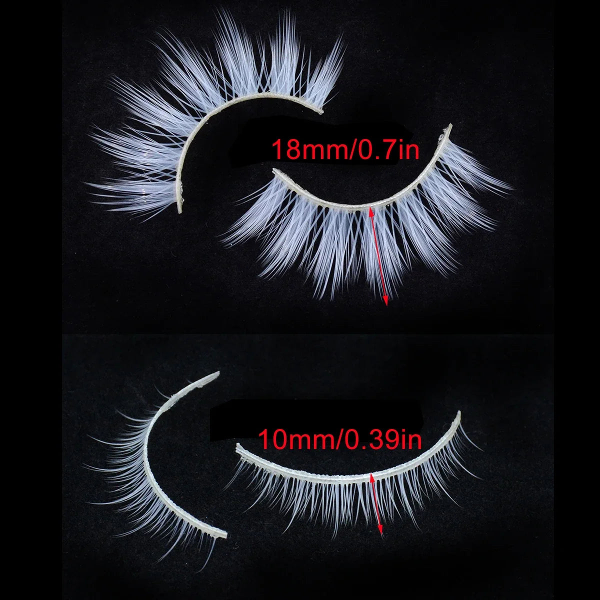 2 Pairs/cas 3D White Eyelashes Clear Band Snow Color Eye Lashes Cosplay Halloween Manga Lashes Makeup Up and Lower Bottom Lashes