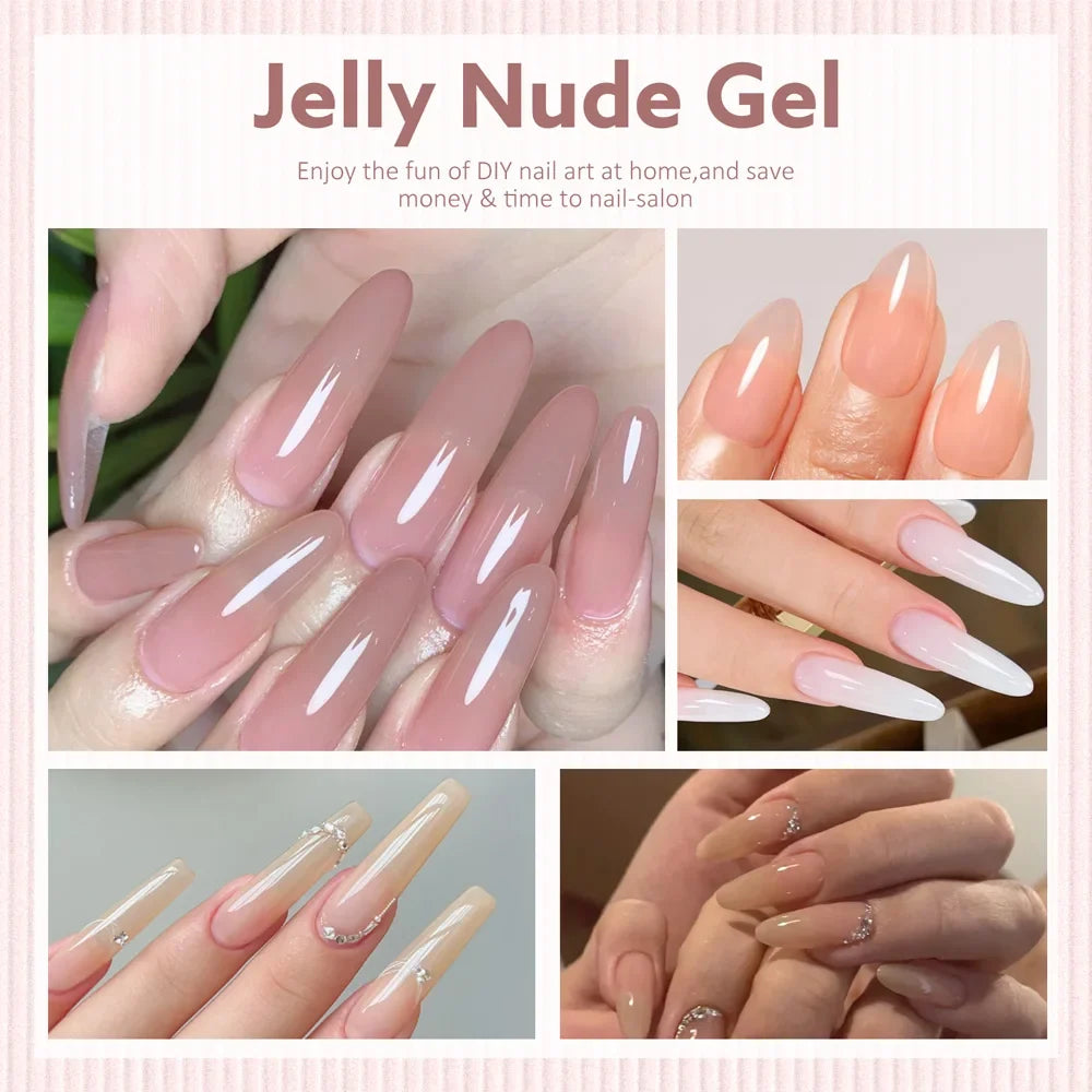 6pcs/kit CANNI Gel Nail Polish TPO FREE Nails Semi Transparent Jelly Pink Collection Soak Off UV LED Gel Diamond Top Coat Set