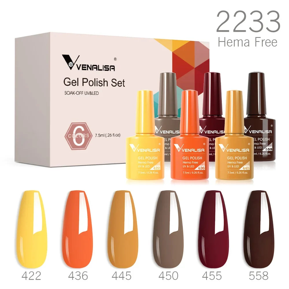 6pcs Venalisa Construction Gel Kit Stronger Jelly Color Reinforce Natural Nail Varnish Rubber Base Color Series Nude Collection