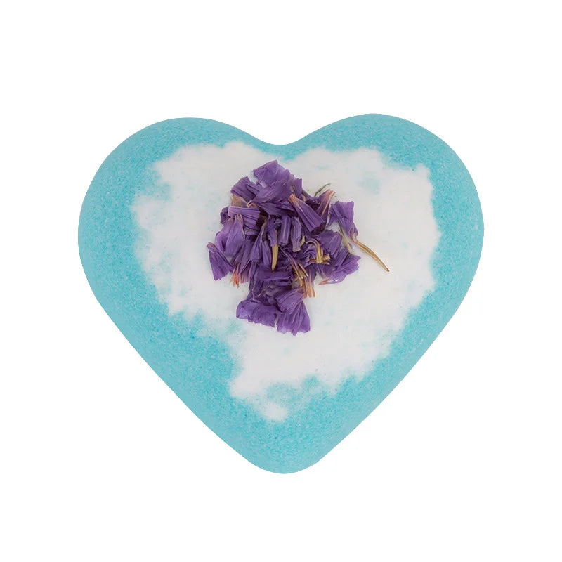 80g Heart Shape Bath Salt Dried Flower Fizzy Salt Ball Essential Oil Aromatherapy Spa Bubble Bath Soak Hotel Luxury Bath Gift