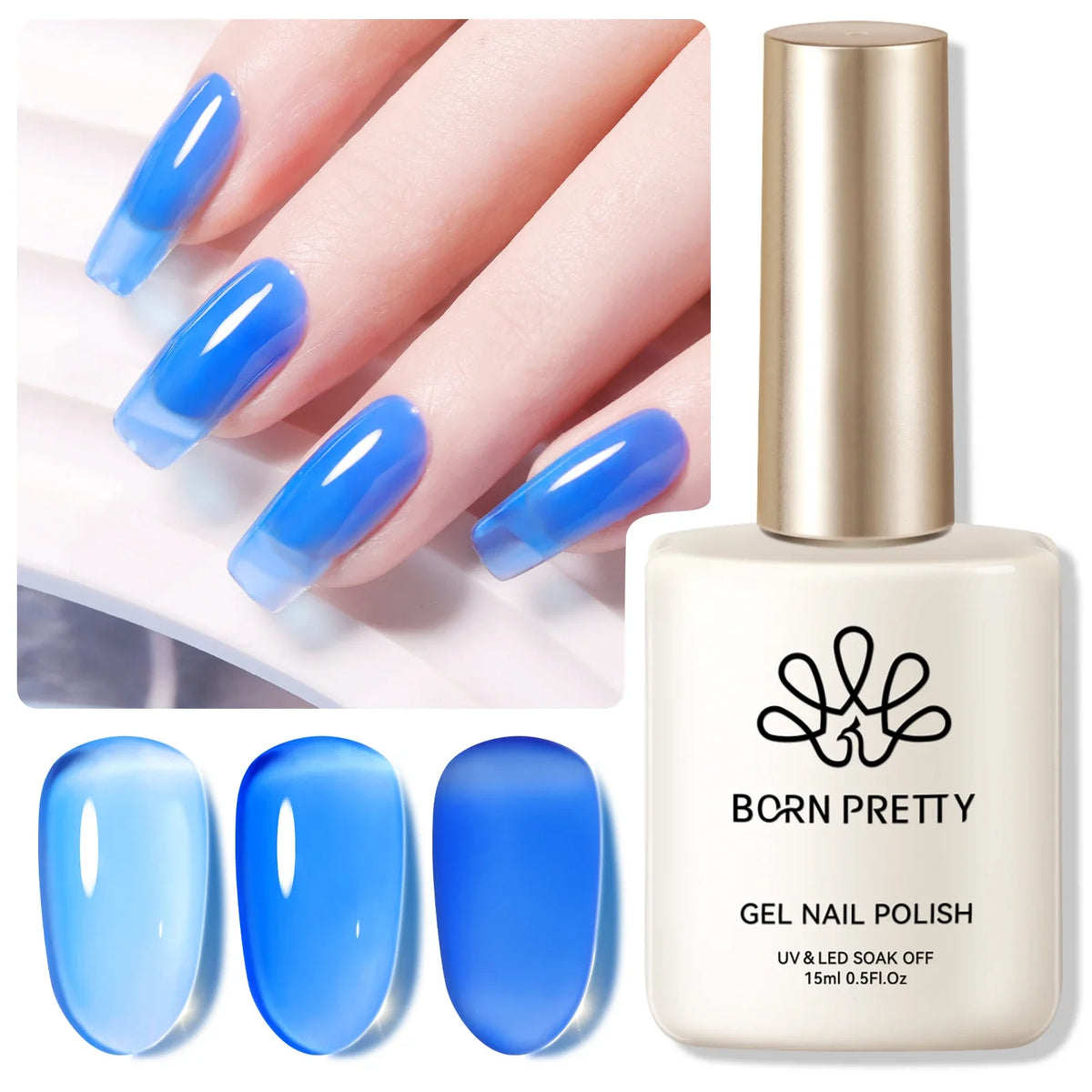 BORN PRETTY 15ml Nail Gel Polish Glitter Gorgeous Full Coverage Soak Off UV LED French Nail Art Jelly Nude Pink Varnish