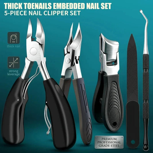 5pcsIngrown Toenail Clipper Set with Beak Pliers,Nail Care Tools for Thick Hard Nails,Stainless Steel Wide-Opening Nail Clippers