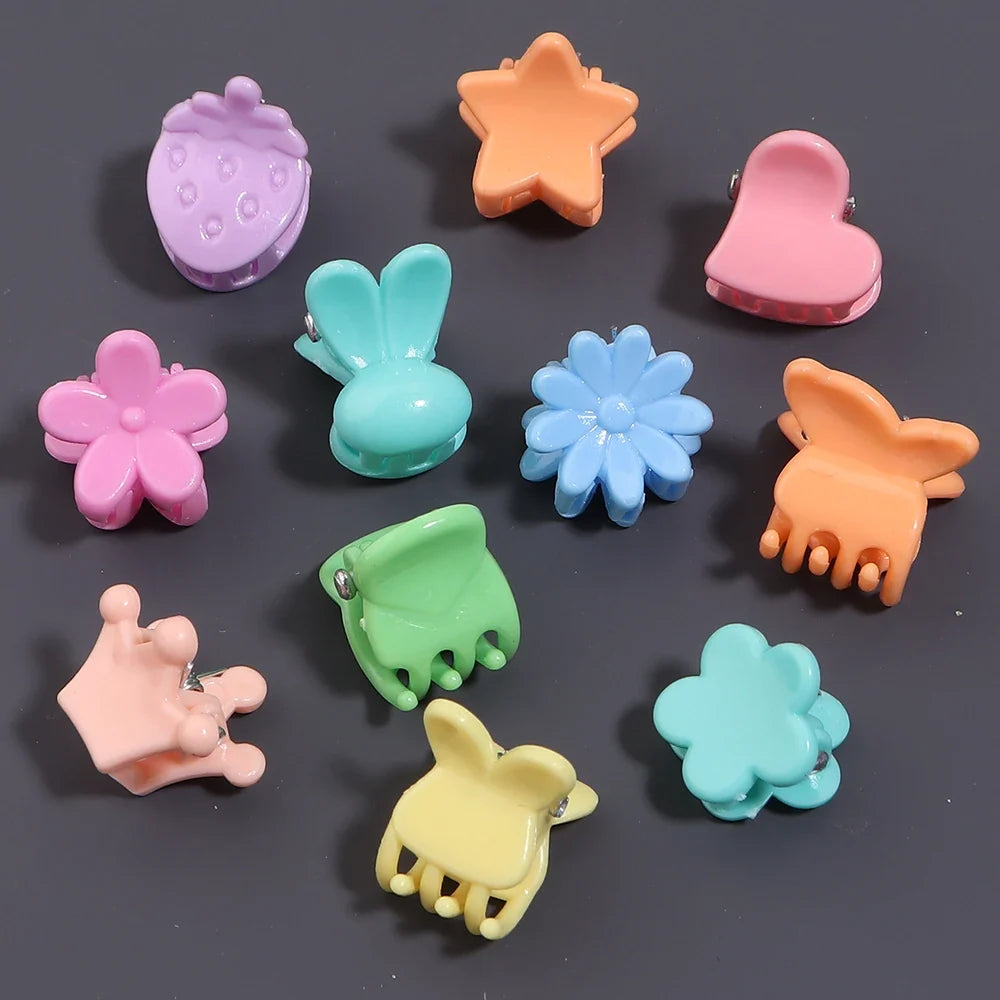 100pcs Mini Colorful Flower Star Hair Grabbing Claw Clips for Baby Girls Bangs Broken Hair Styling Tool Small Hair Accessories