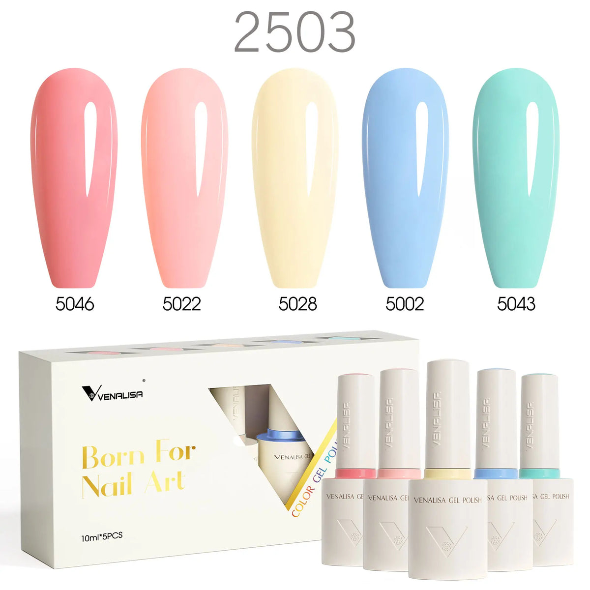 1/2/5pc 10ml VENALISA Nail Gel Polish High Quality Round Brush Soft Consistency Selfleveling  Gorgeous Color Collection Varnish