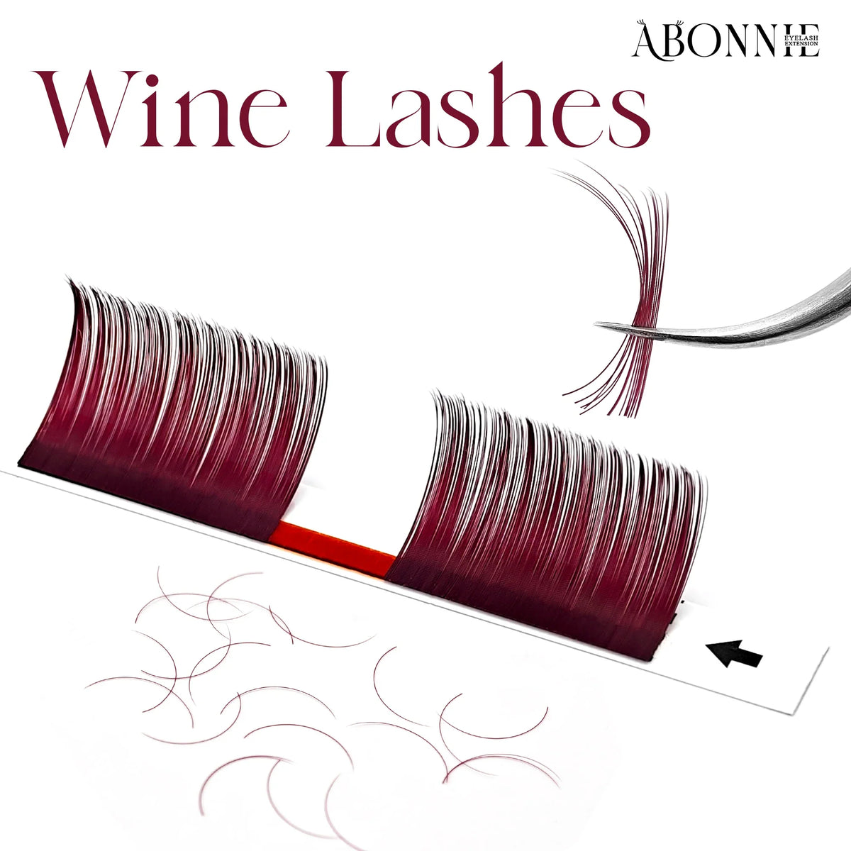 ABONNIE Burgundy Lashes Wine Red Colored Classic Eyelash Extensions Ombre Colorful Lashes