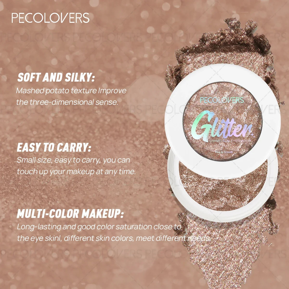 1PC Chameleon Eyeshadow Powder - Vibrant Pink Highlighter, Mashed Potato Texture, Long-Lasting Shimmer