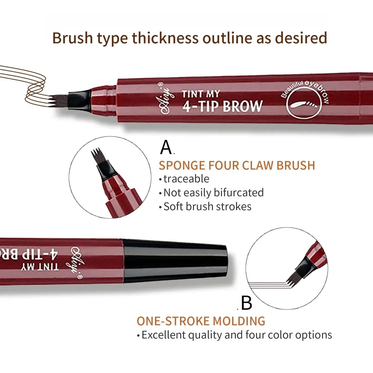 4-Tip Microblading Eyebrow Pencil – Waterproof, Smudge-Proof, Natural Hair-Like Strokes for Fuller Brows