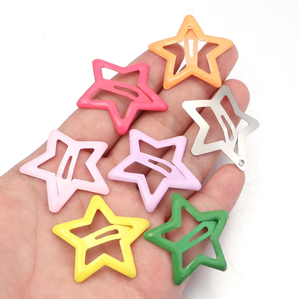 50pcs/lot Metal Colorful Star Hair Clips Dopamine BB Hair Clips For Broken Hair Clip Bangs Hair Clip Girls Y2K Style Hair Clips