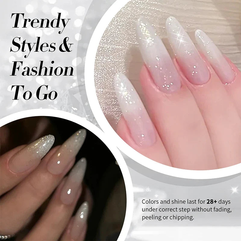 BORN PRETTY 1 Bottle 10ml Milky White Reflective Glitter Gel Semi Permanent Soak Off UV Gel Nail Art Varnish Manicure Design