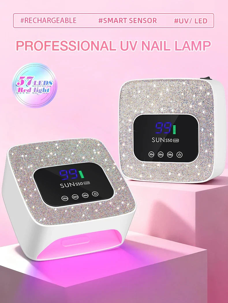 DianaBeauty 180W Rechargeable UV LED Nail Lamp 57 LEDS Cordless Gel Polish Drying Lamp For Manicure Professional Salon Tools