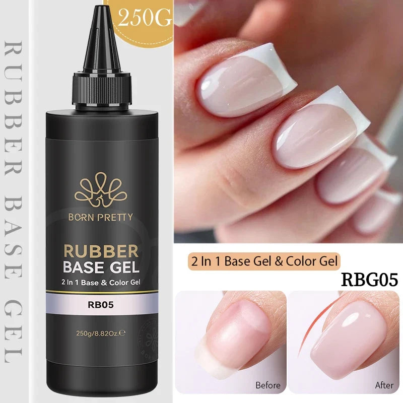 BORN PRETTY 250g Rubber Base Gel Refilled Package Jelly Milky White Nude Semi-Permanent Soak Off Self Leveling Construction Gel