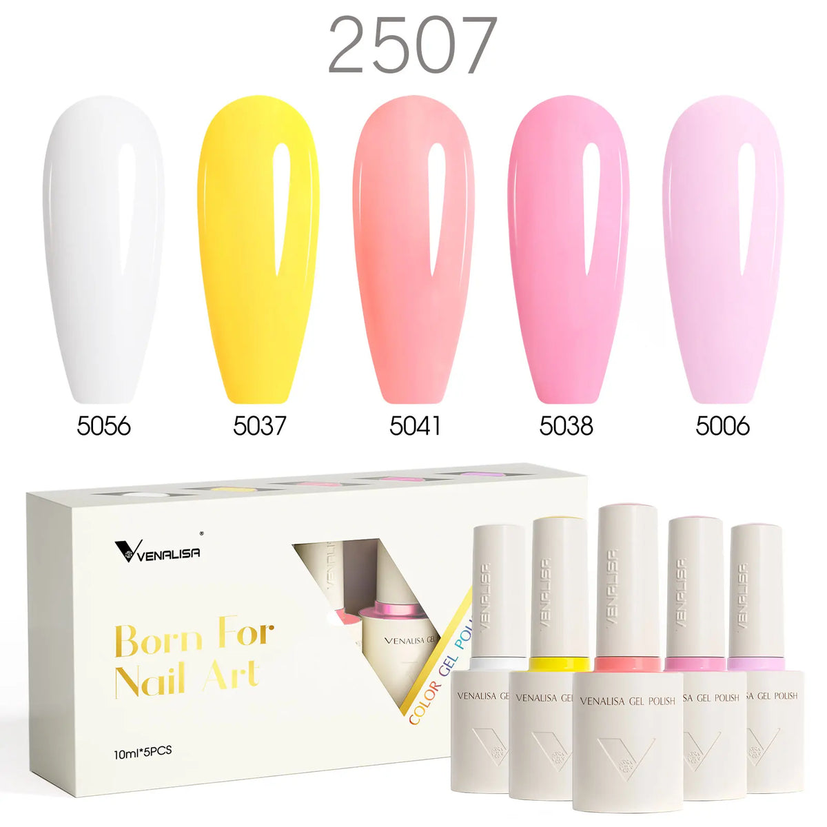 1/2/5pc 10ml VENALISA Nail Gel Polish High Quality Round Brush Soft Consistency Selfleveling  Gorgeous Color Collection Varnish
