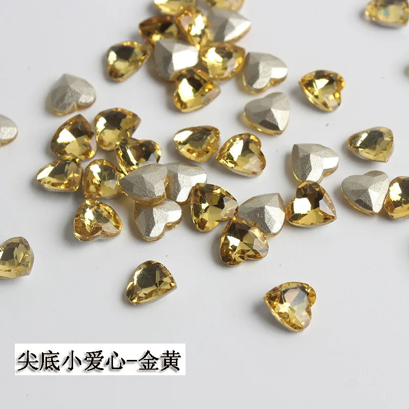 K9 100pcs 6mm Small Heart DIY for phone shell,Nail,Bag,Clothes 3D Diamond Stone Decoration Glitter Manicure Jewelry Accessories