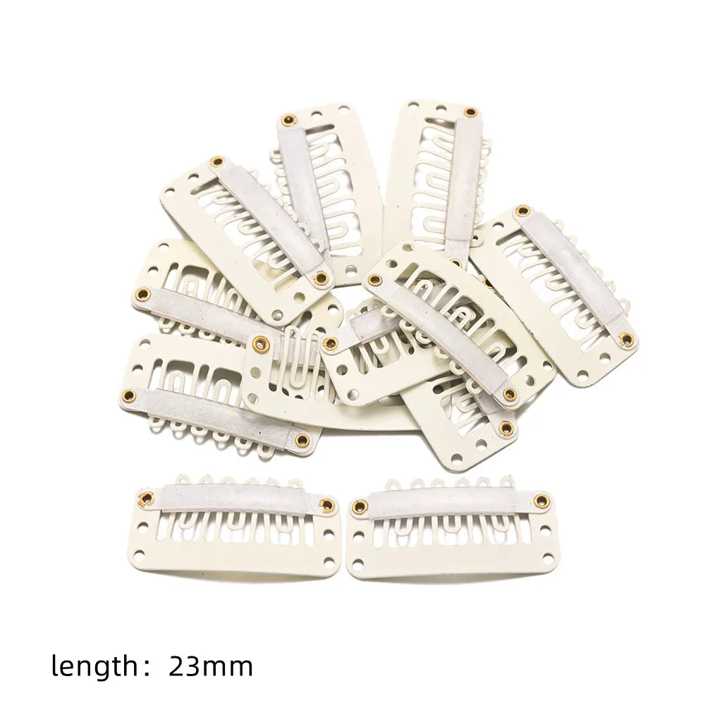 50Pcs/Lot U Shape Snap Clips Styling Flat Fixed Hair For Wigs Extensions Tool Back Silicone Accessories Metal 32mm Women Comb