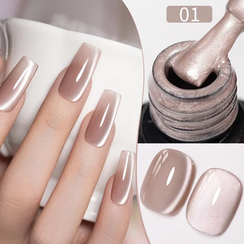 7.5ML Aurora Starlit Cat Eye Gel Nail Polish Rainbow Glitter Galaxy Cat Magnetic Nail Art Gel Soak Off UV Semi-Permanent Varnish
