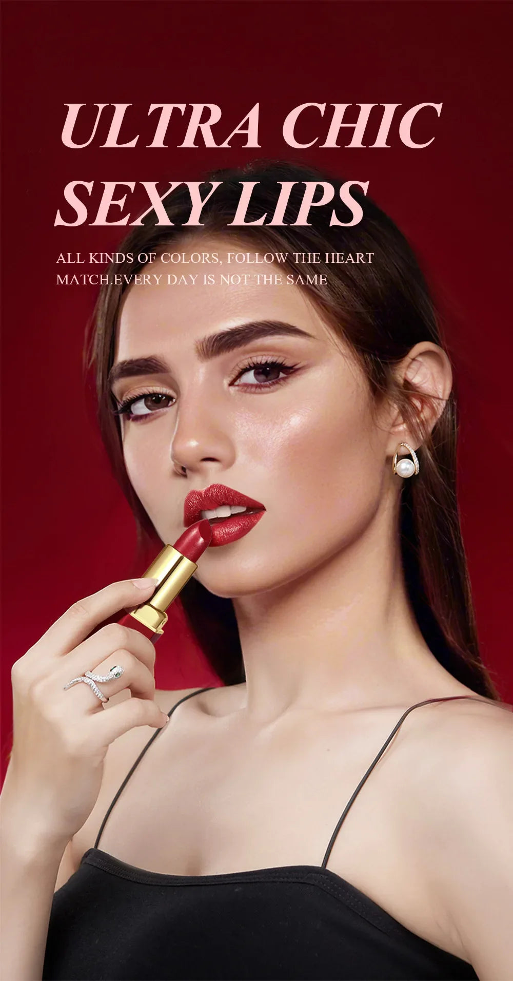6 Colors Gold Bar Lipstick Diamond Pearlescent Glitter High Shine Non Sticky Long Lasting Pink Lips Makeup