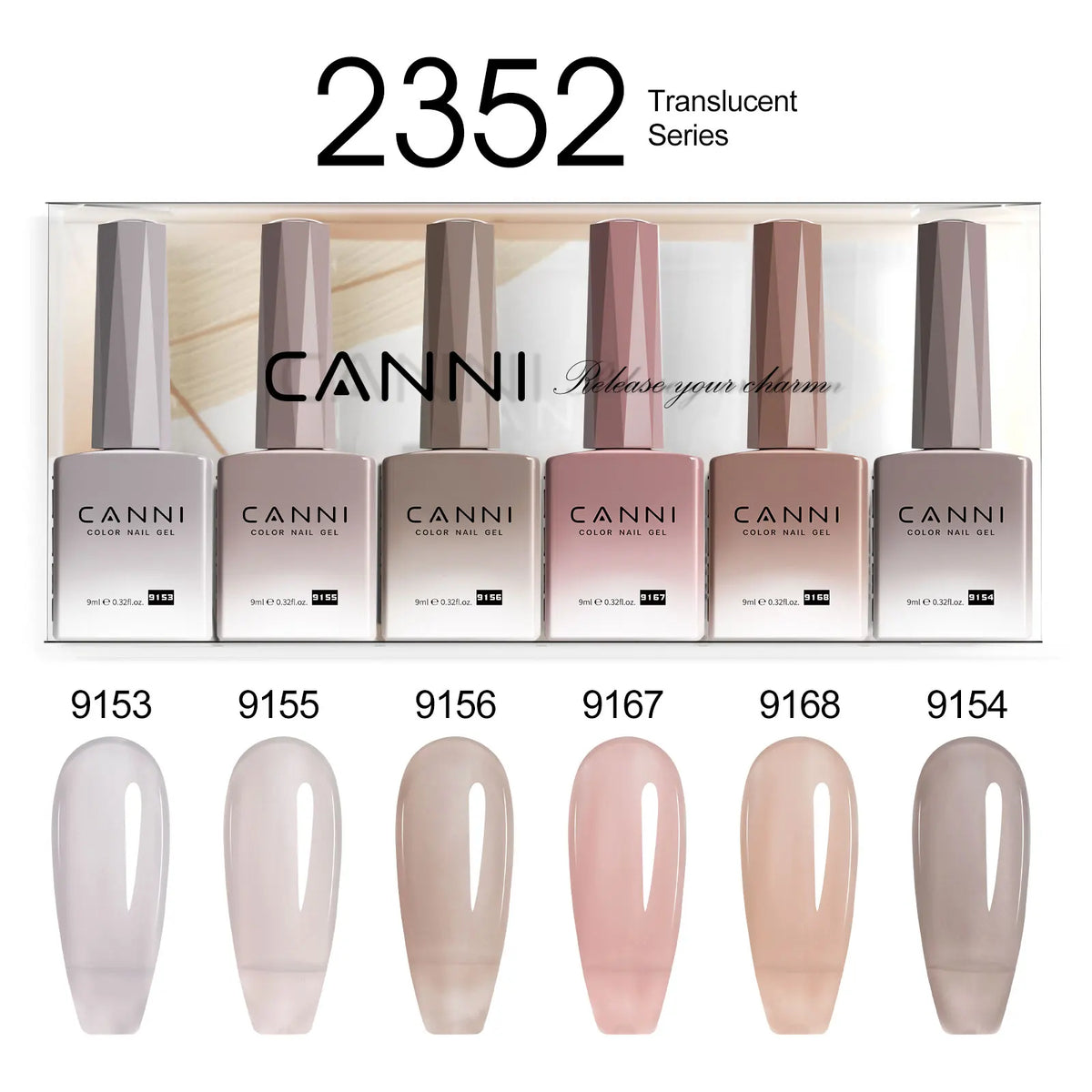 6pcs/kit CANNI Gel Nail Polish TPO FREE Nails Semi Transparent Jelly Pink Collection Soak Off UV LED Gel Diamond Top Coat Set
