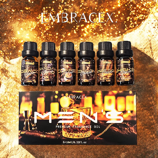 6PC/1Set Men's Essential OilsEssential Oils Gifts Box For Men For Humidifier&Diffuser Air Freshening Candle Making