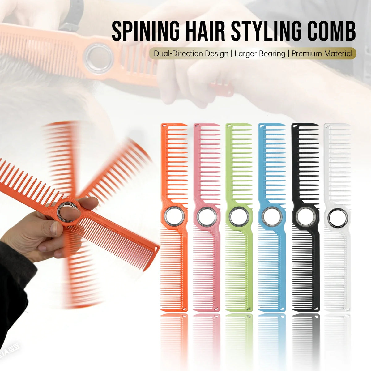 5PCS/Set Pro Barber Fine Mist Spray Bottle Spining Dual-Side Tooth Folding Haircut Comb Duster Hair Cleaning Brush Styling Tools